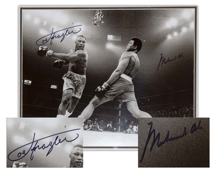 Muhammad Ali & Joe Frazier Signed 20'' x 16'' Photo From the Fight of the Century -- With Steiner Certification